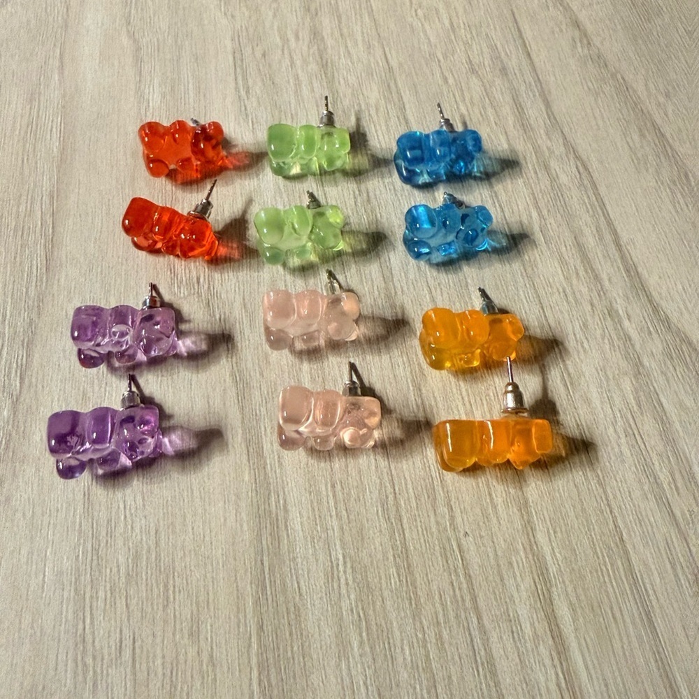 Colorful Gummy Bear Earrings Set